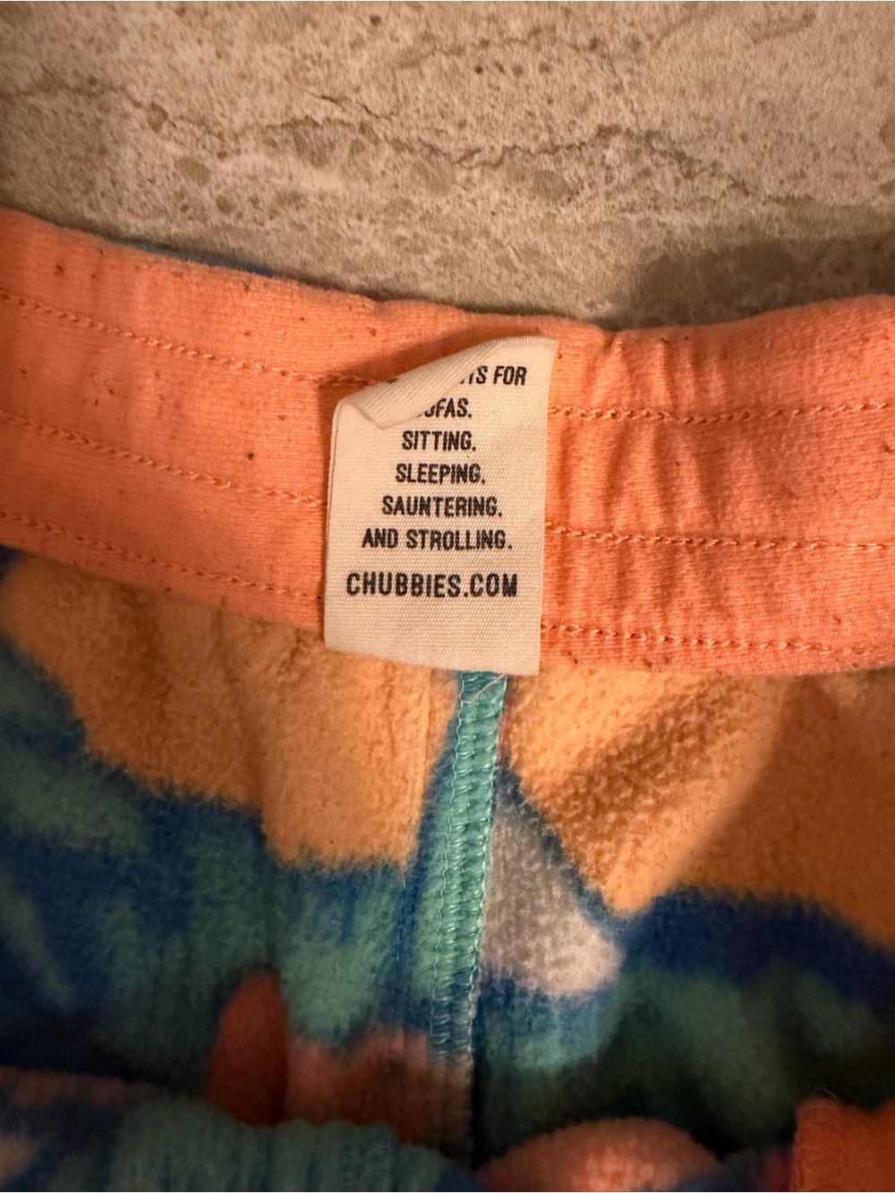 Chubbies Lounge Peach and Blue Palm Terry Shorts - Picture 2 of 4